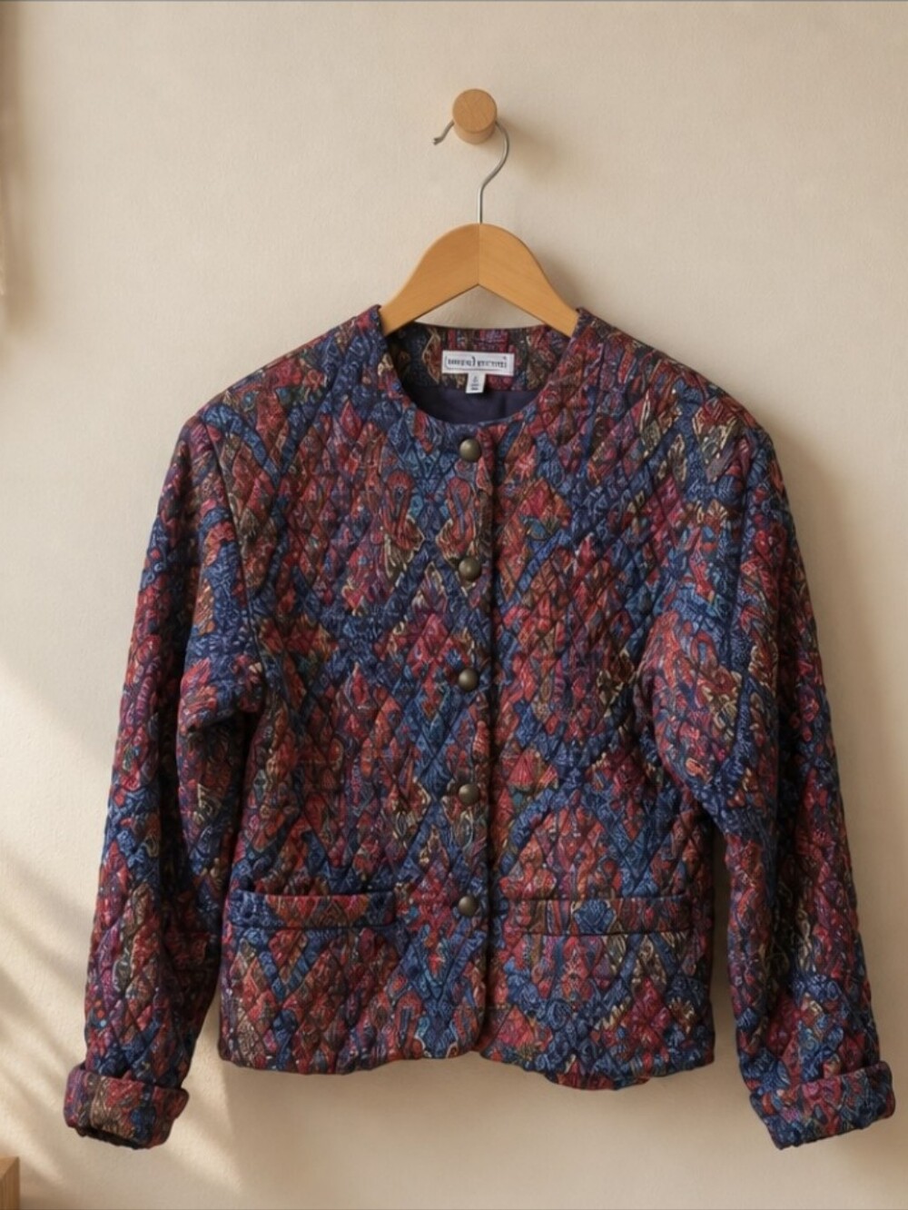 David Brooks Multicolor Quilted Paisley Jacket in Blue and Red Women's Size 8
